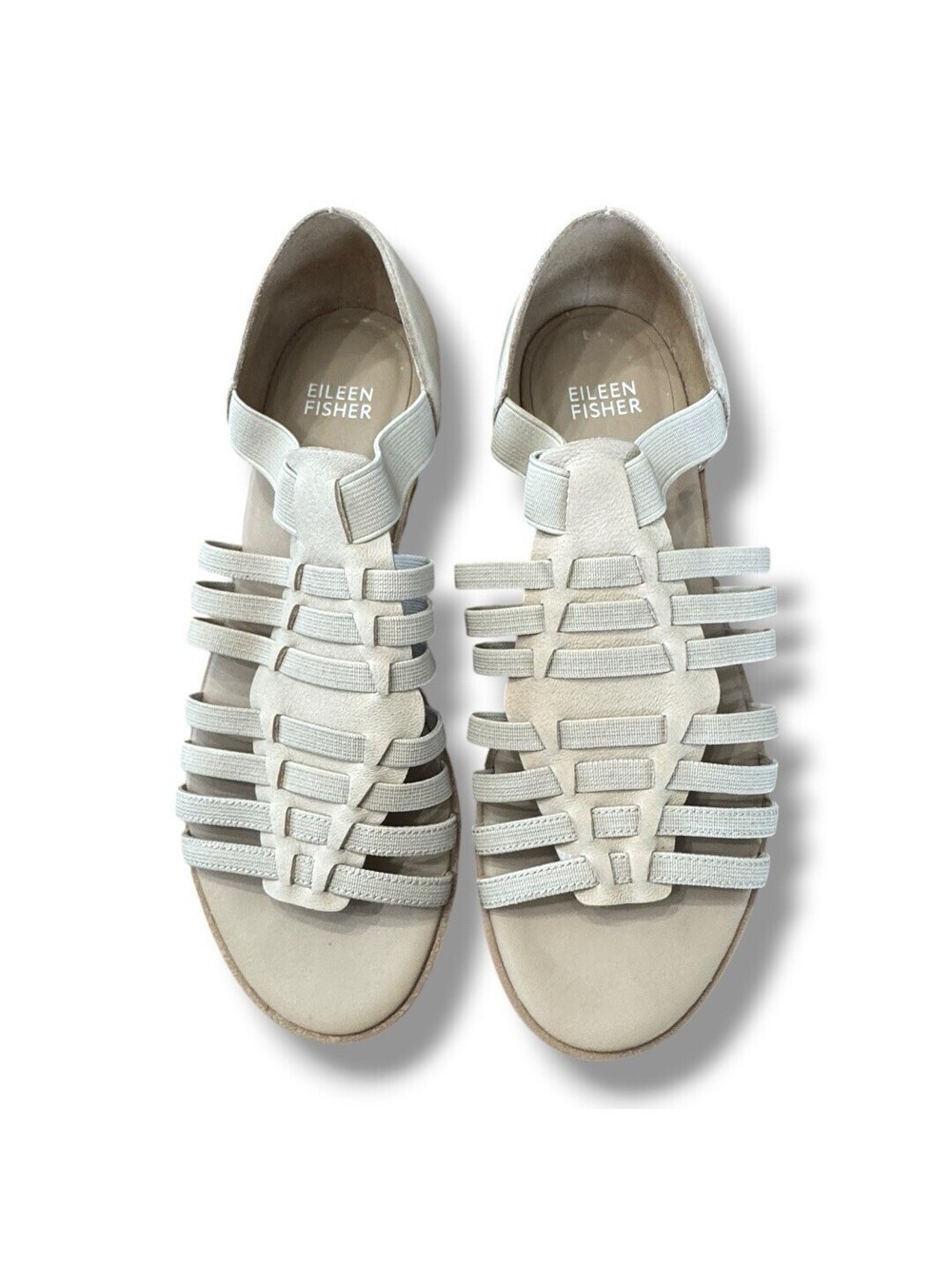 Eileen Fisher Rato Tan Leather Flats Gladiator Sandals Slip On Women’s Size 7